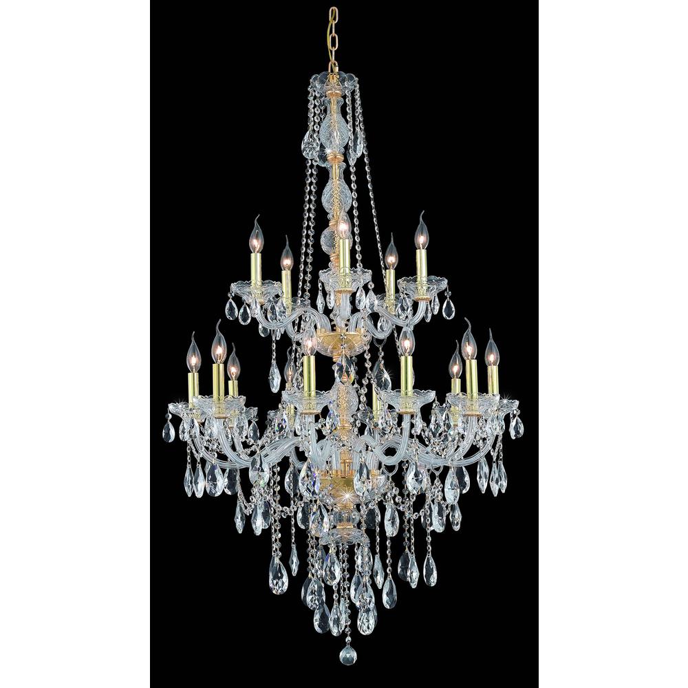 Verona 15 light Gold Chandelier Clear Royal Cut Crystal. Picture 1
