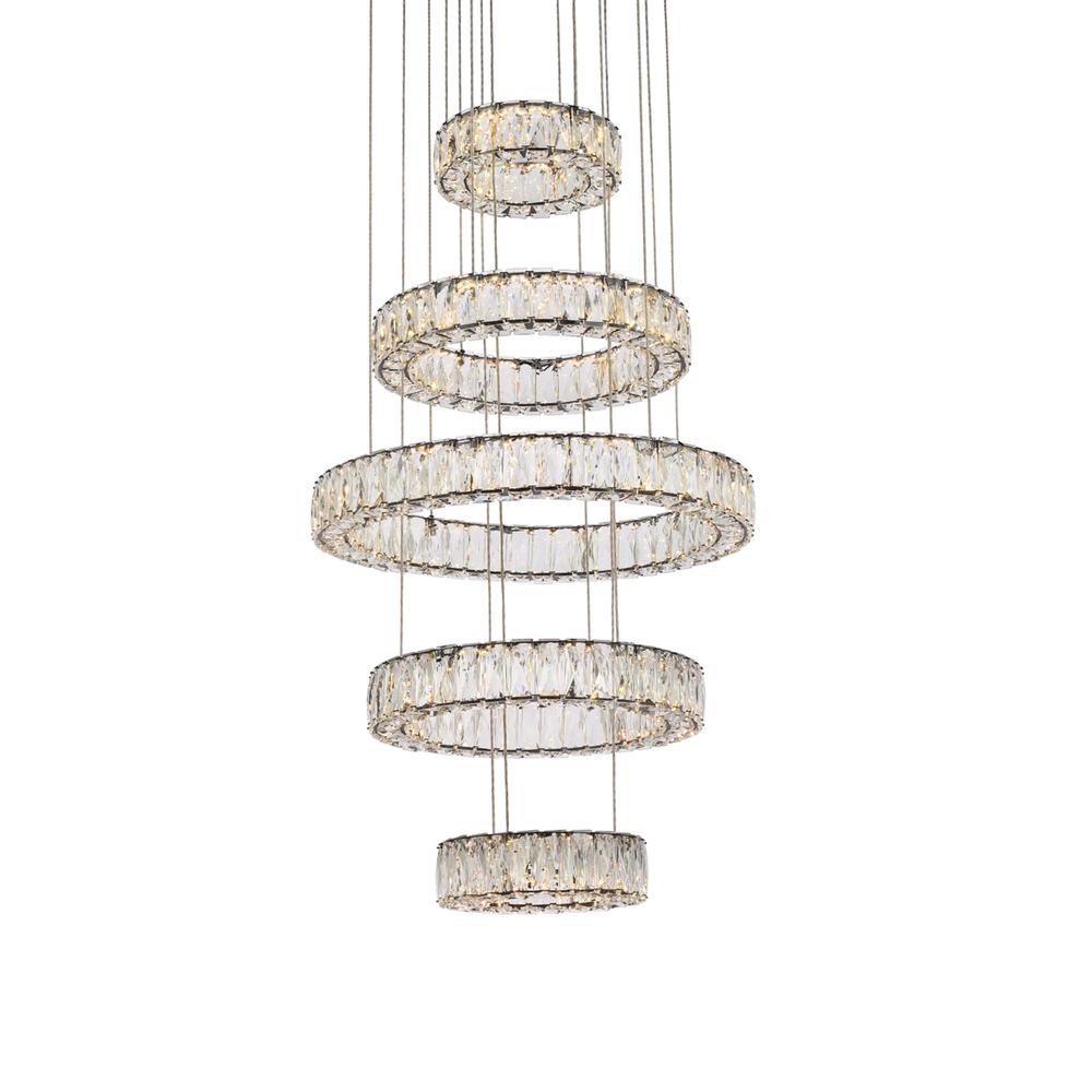 Monroe 25 inch LED five ring chandelier in black. Picture 2