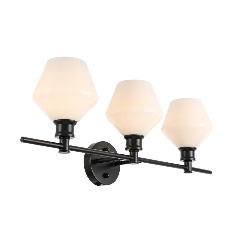 Gene 3 light Black and Frosted white glass Wall sconce. Picture 7