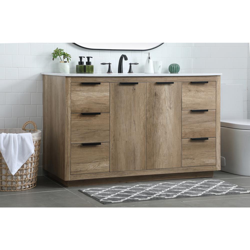 54 Inch SIngle Bathroom Vanity In Natural Oak. Picture 2