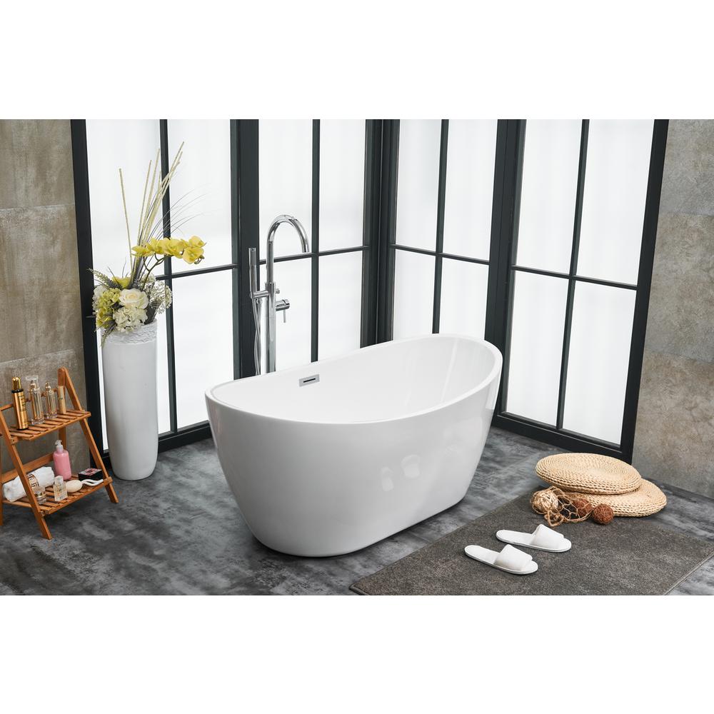 54 inch soaking double slipper bathtub in glossy white. Picture 3