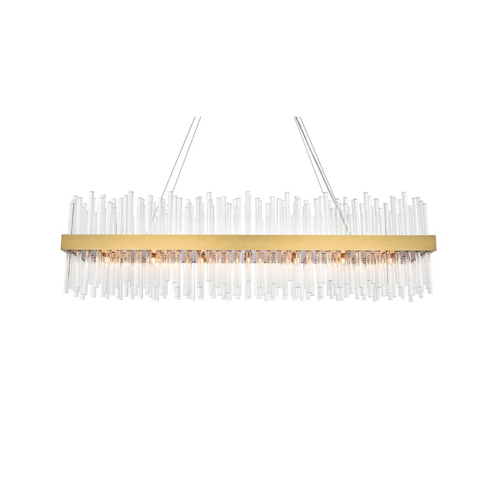 Dallas 48 inch rectangle crystal pendant in satin gold. Picture 2