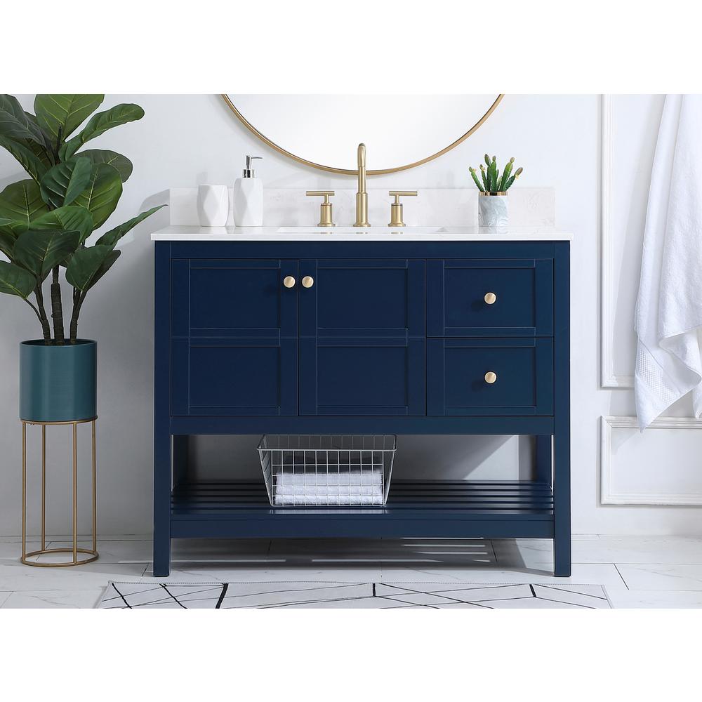 42 inch Single Bathroom Vanity in Blue with Backsplash. Picture 14