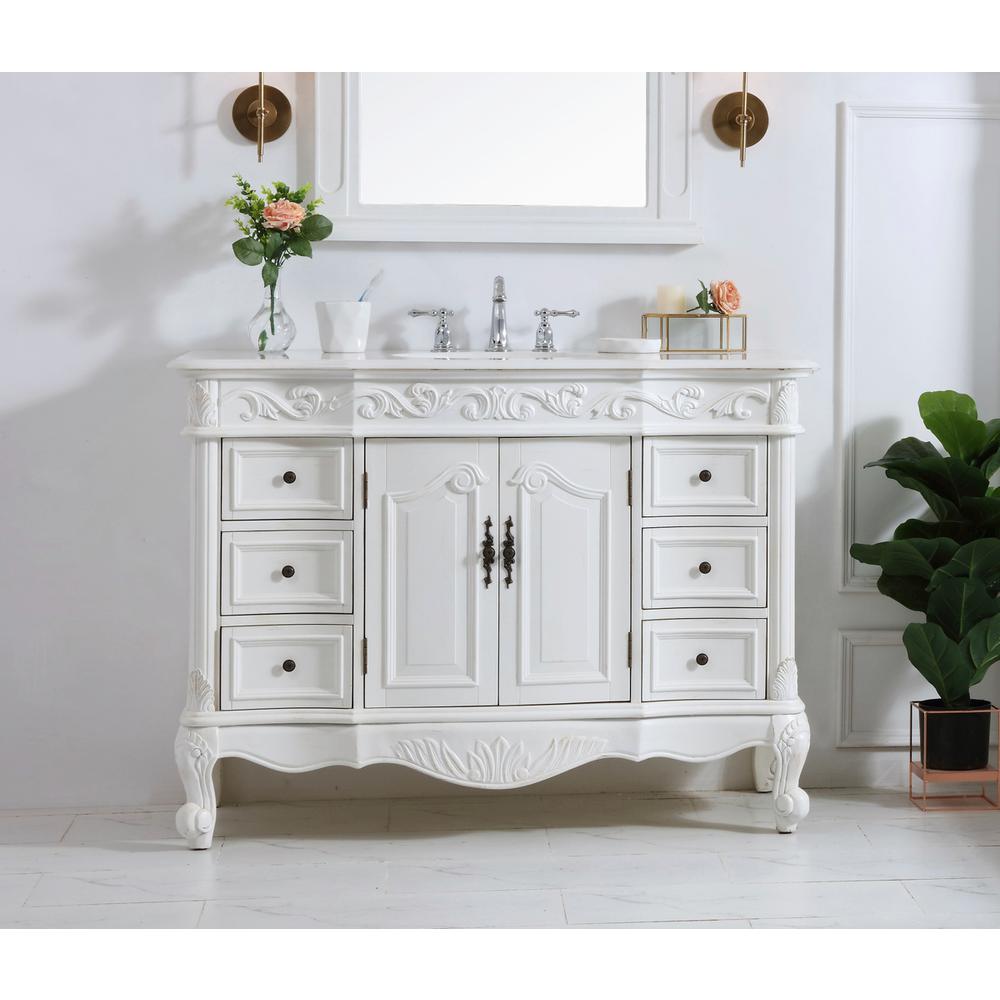 48 inch Single Bathroom vanity in antique white. Picture 14