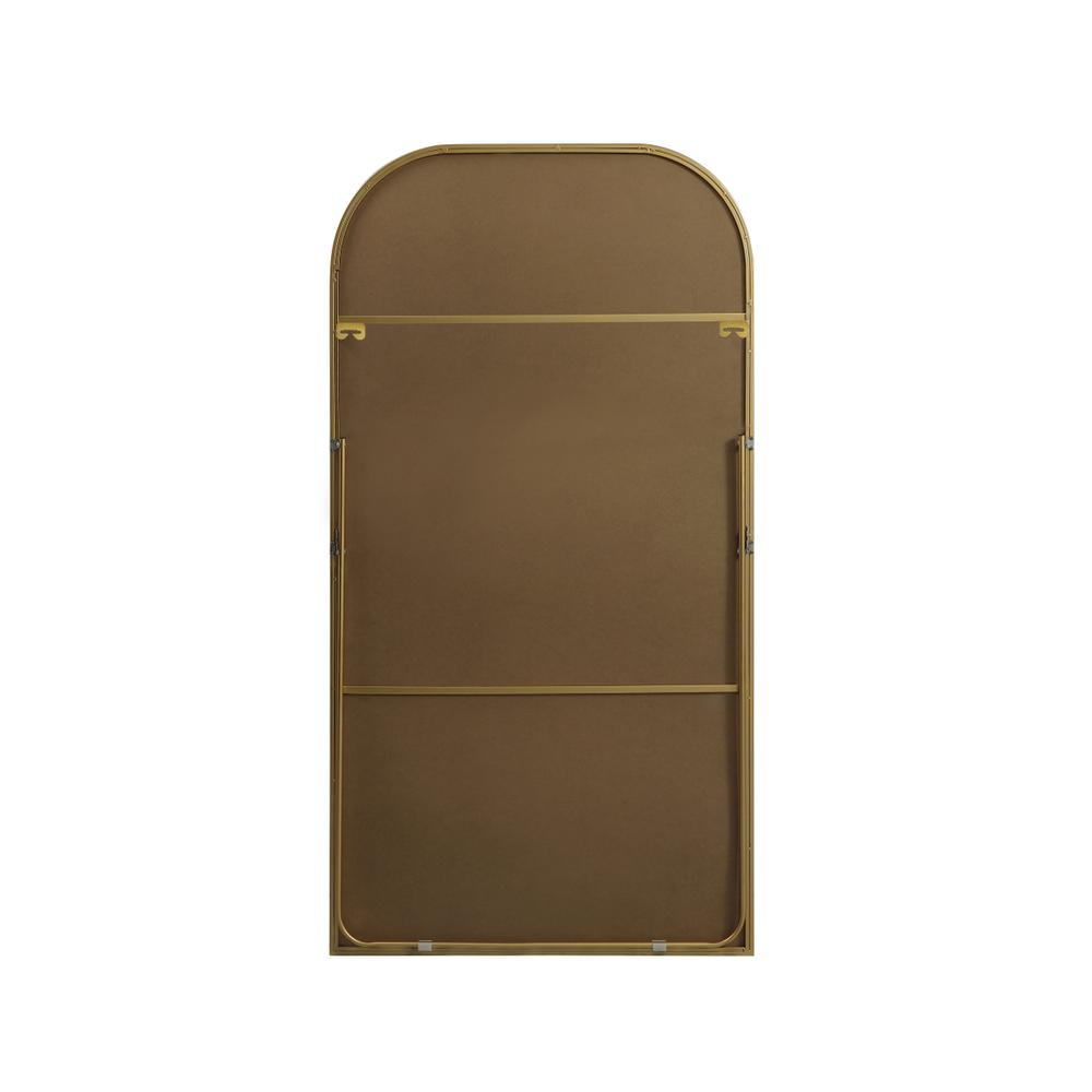 Metal Frame Arch Full Length Mirror 35x66 Inch in Brass. Picture 10