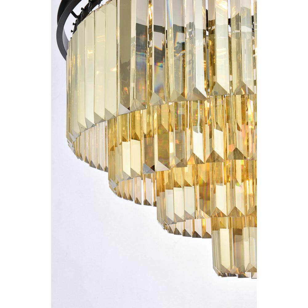 Sydney 17 light Matte Black Chandelier Golden Teak (Smoky) Royal Cut Crystal. Picture 3