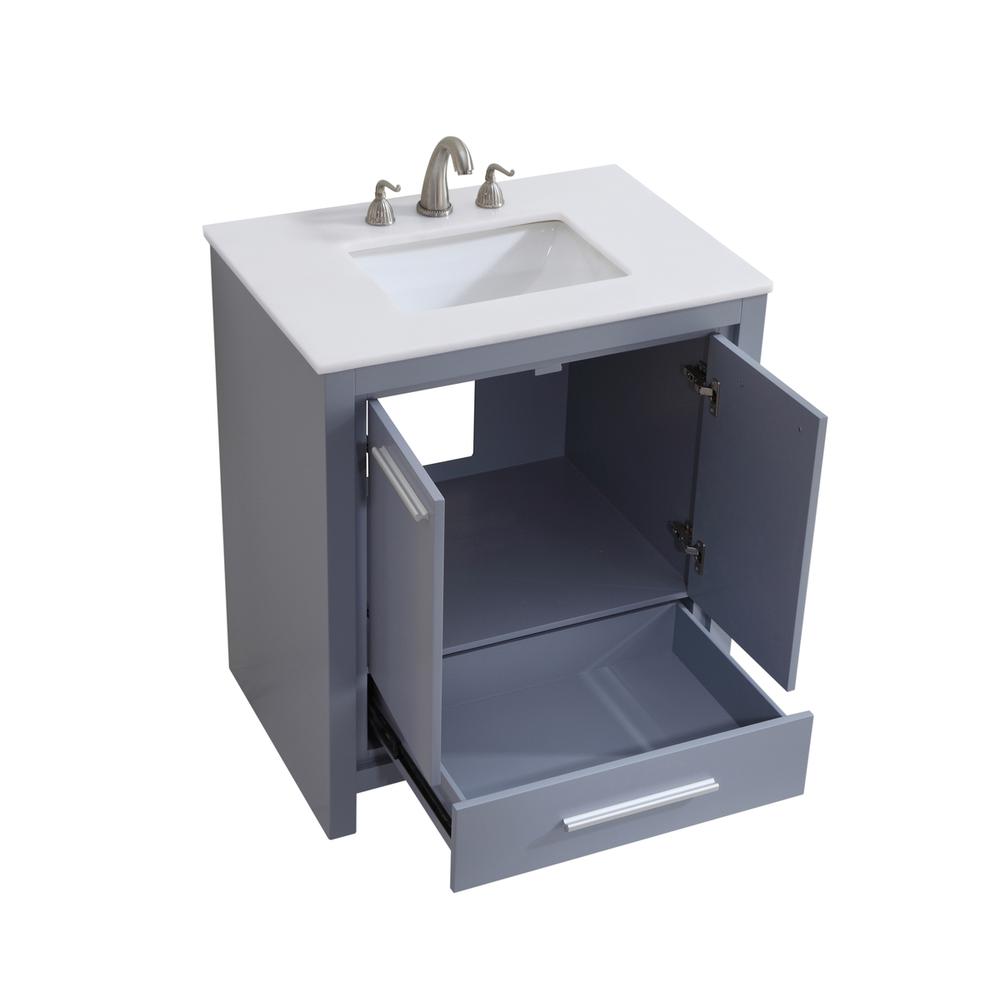 30 inch Single Bathroom vanity in Grey with ivory white engineered marble. Picture 3