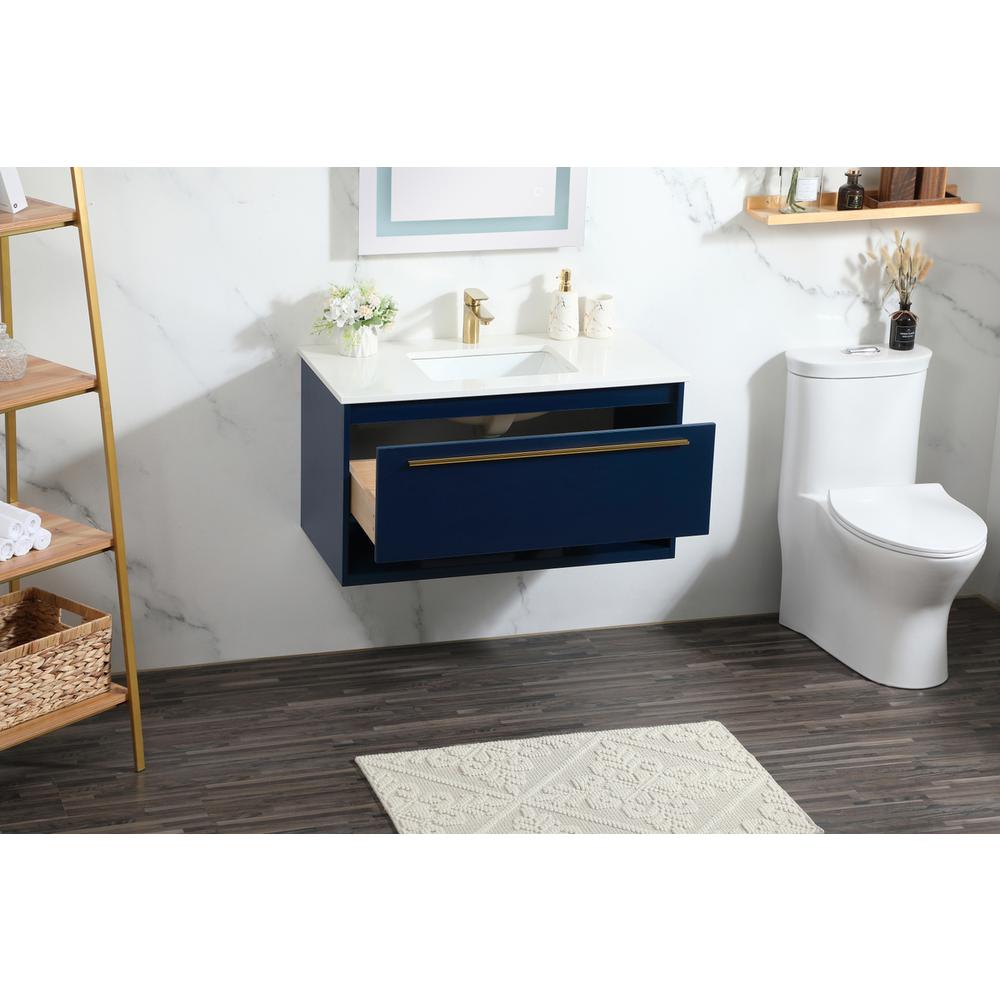 36 inch Single bathroom vanity in blue. Picture 3