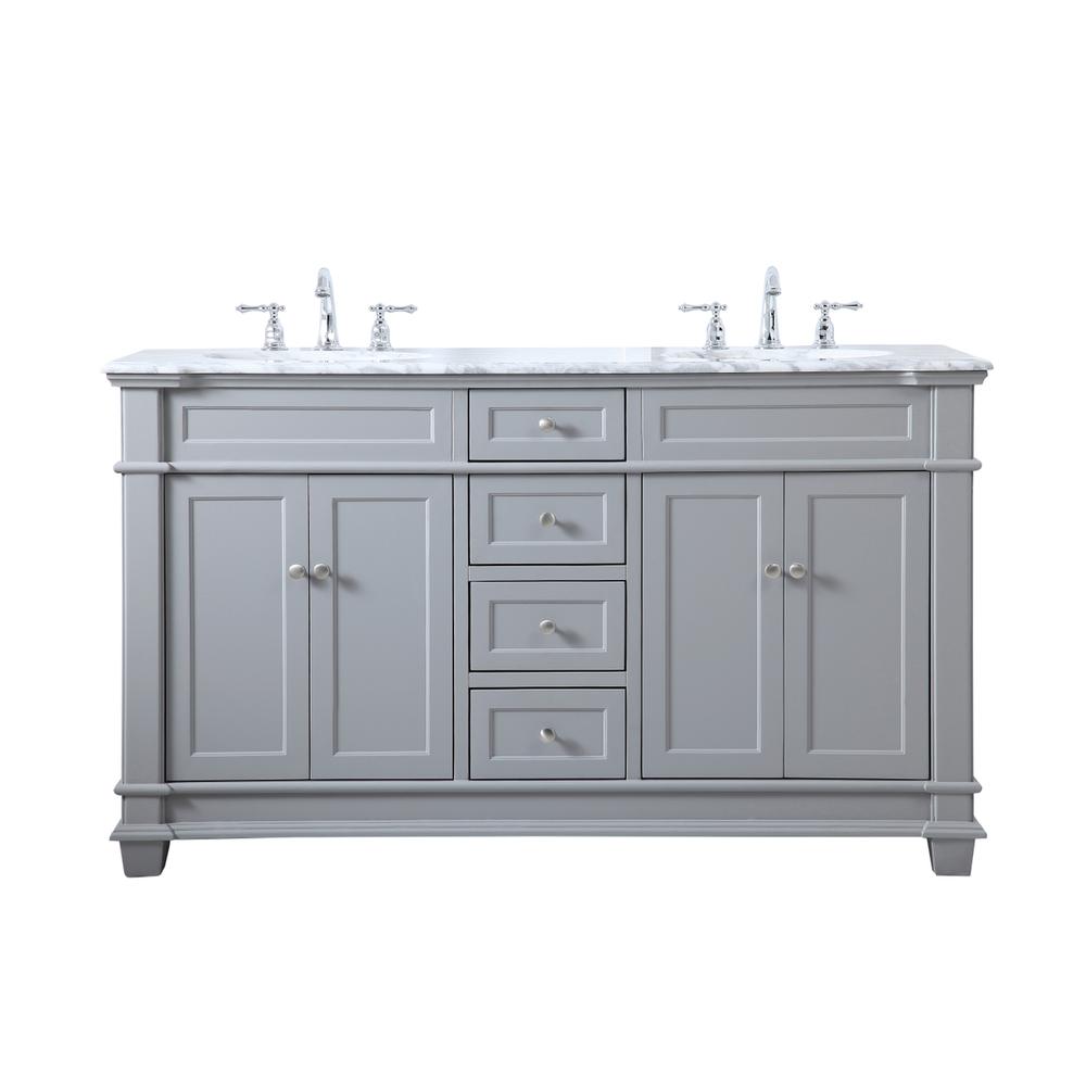 60 inch Double Bathroom Vanity set in Grey. Picture 1