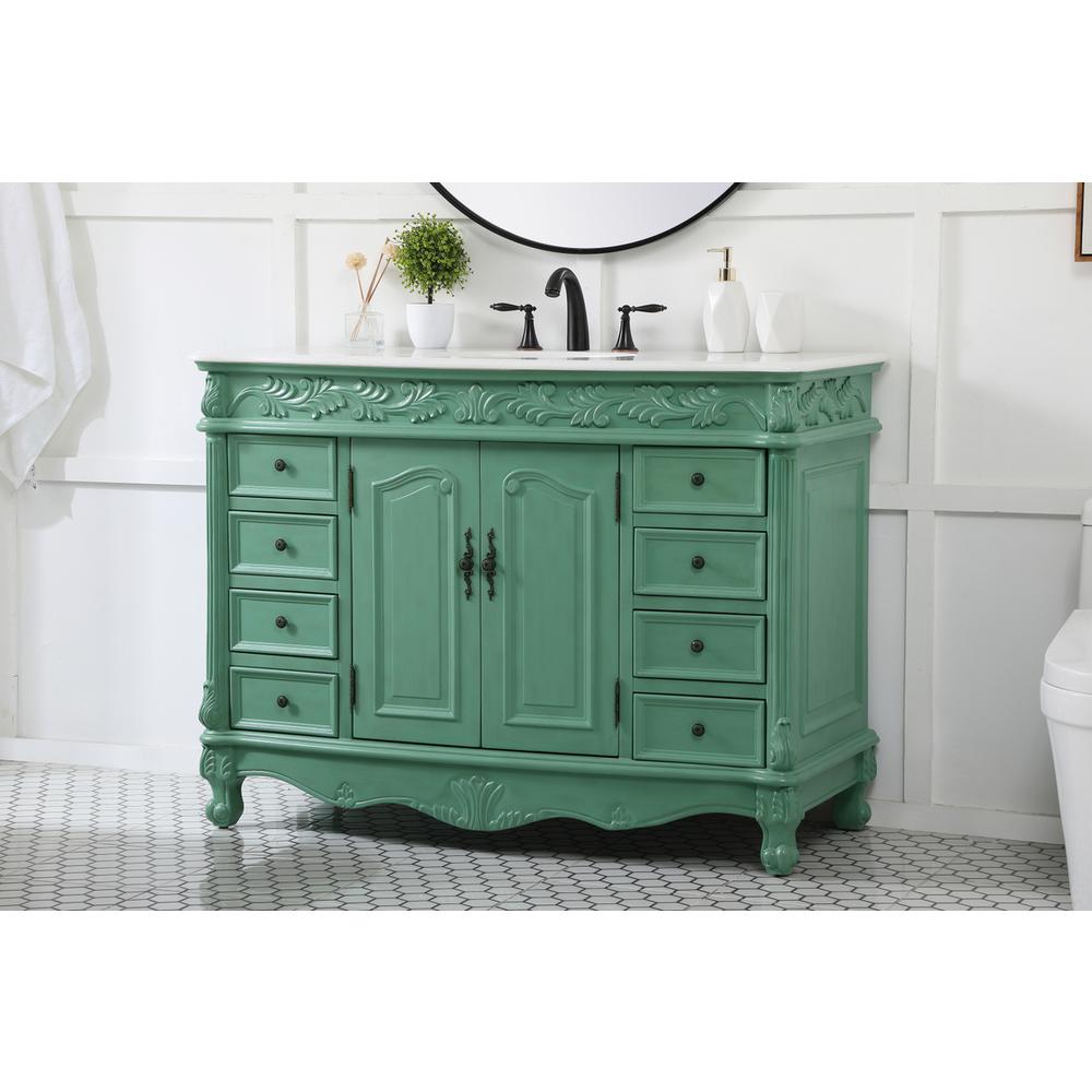 48 inch Single Bathroom vanity in vintage mint. Picture 2