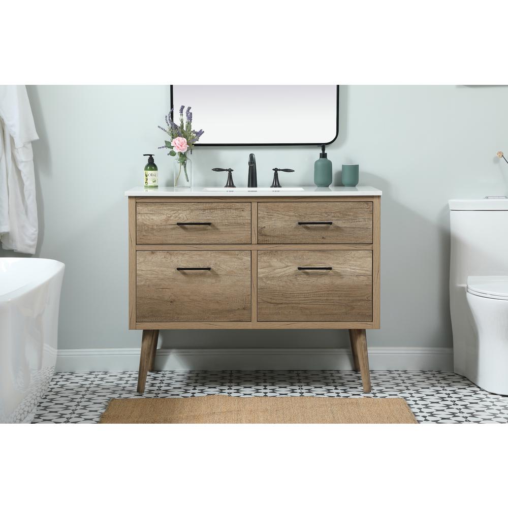 42 inch Single bathroom vanity in natural oak. Picture 14