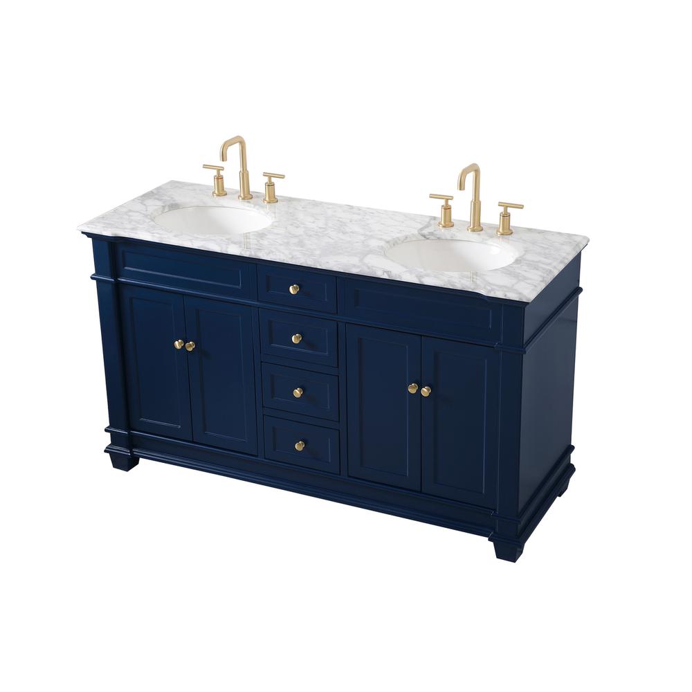 60 inch Double Bathroom Vanity set in Blue. Picture 8