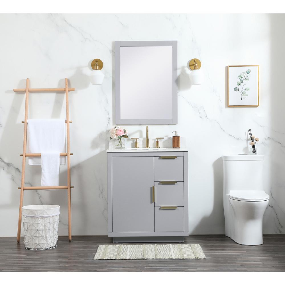 30 inch Single bathroom vanity in grey with backsplash. Picture 4