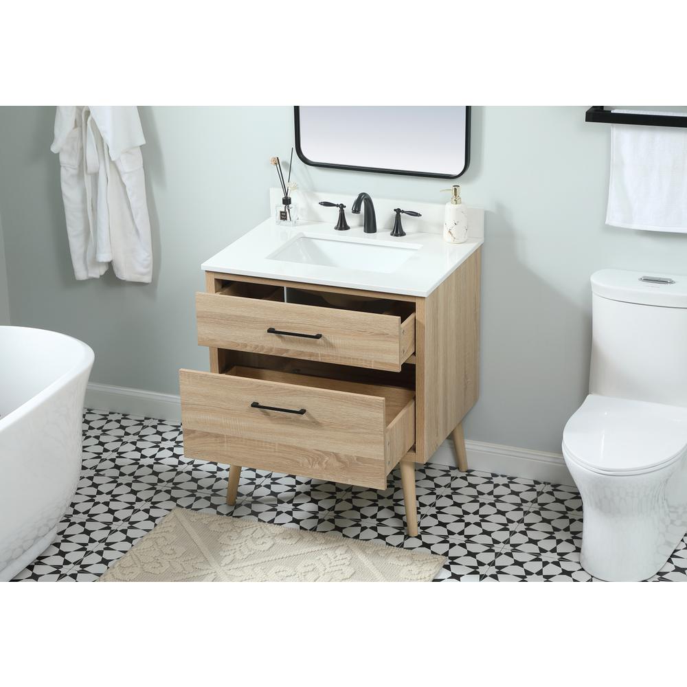 30 inch Single bathroom vanity in mango wood with backsplash. Picture 3