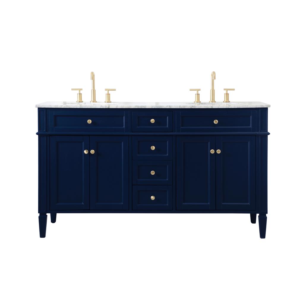 60 inch double bathroom vanity in blue. Picture 1