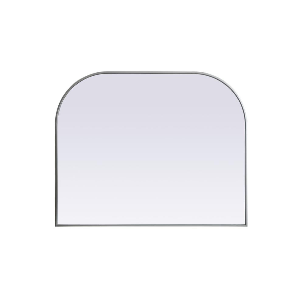 Metal Frame Arch Mirror 42x34 Inch in Silver. Picture 1