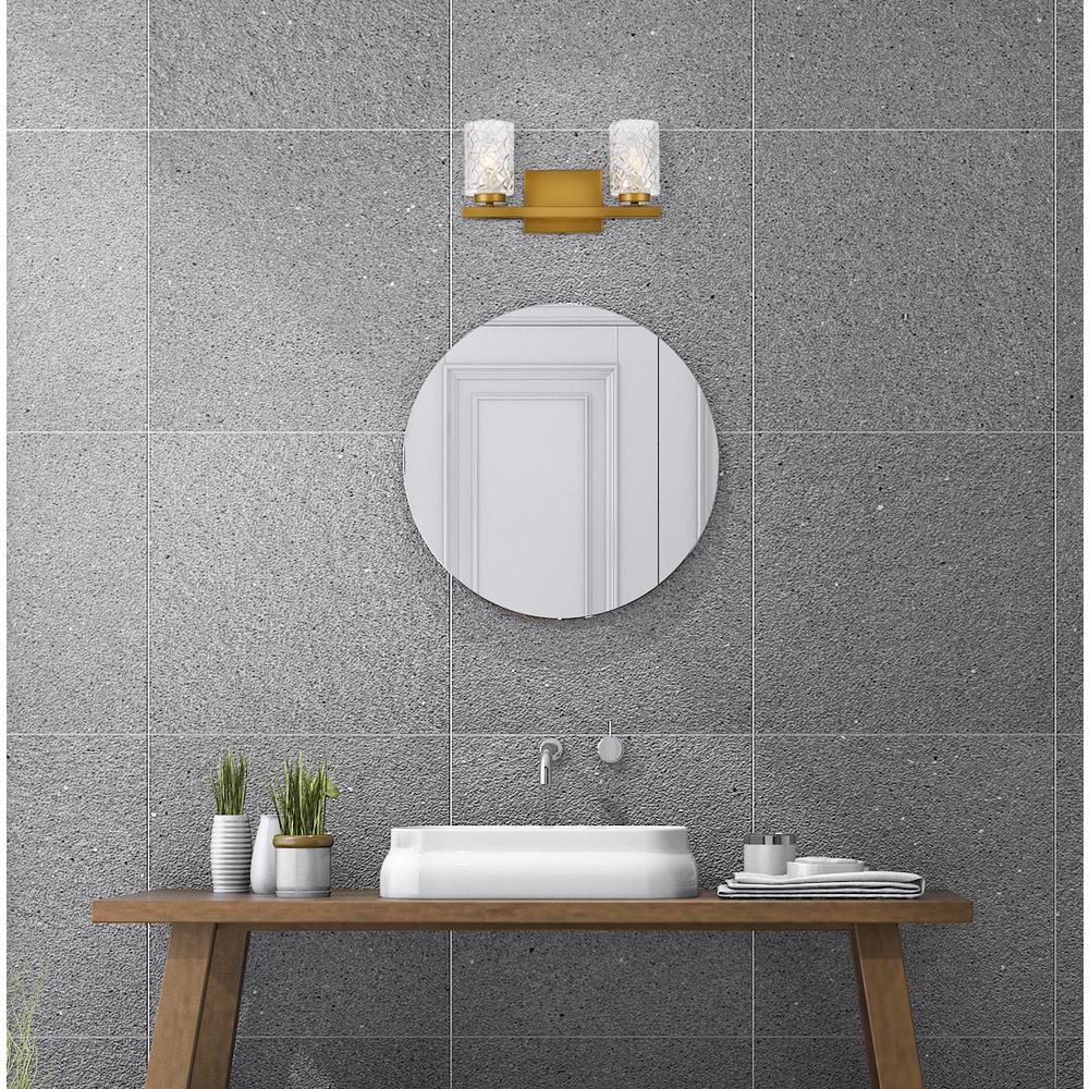 Cassie 2 lights bath sconce in brass with clear shade. Picture 7