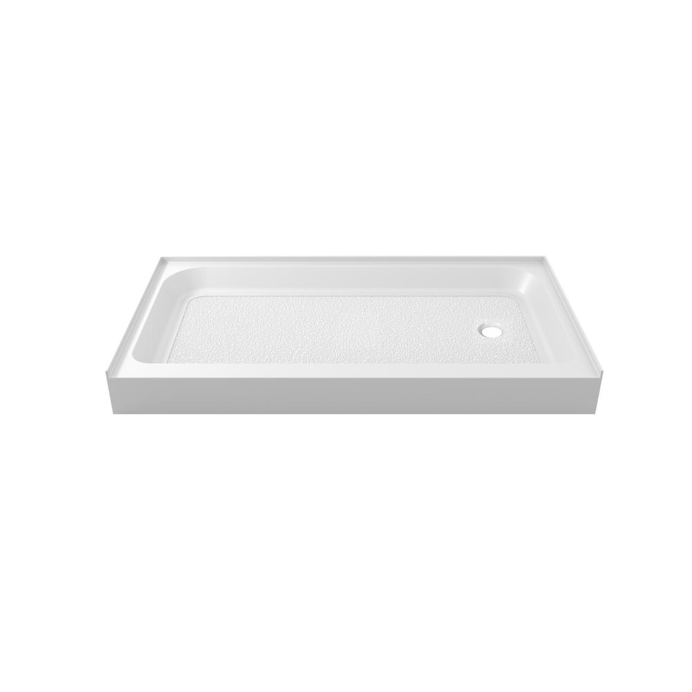 60x36 inch Single threshold shower tray right drain in glossy white. Picture 7