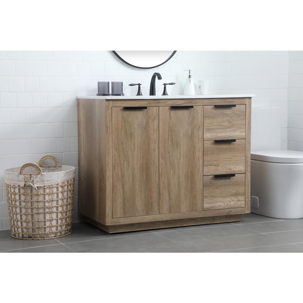 42 Inch SIngle Bathroom Vanity In Natural Oak. Picture 2