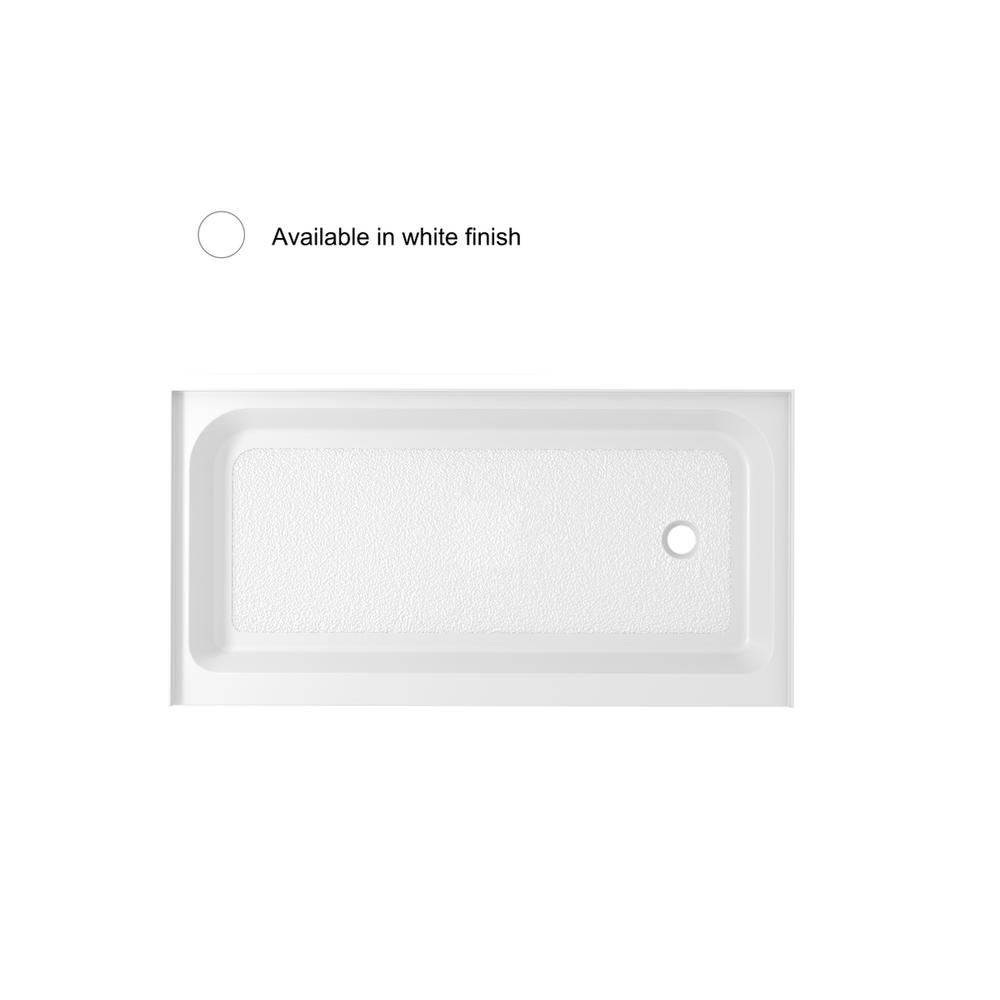 60x32 inch Single threshold shower tray right drain in glossy white. Picture 12