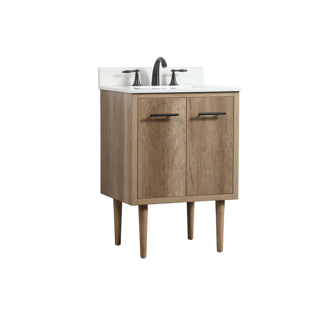 24 inch Single bathroom vanity in natural oak with backsplash. Picture 10
