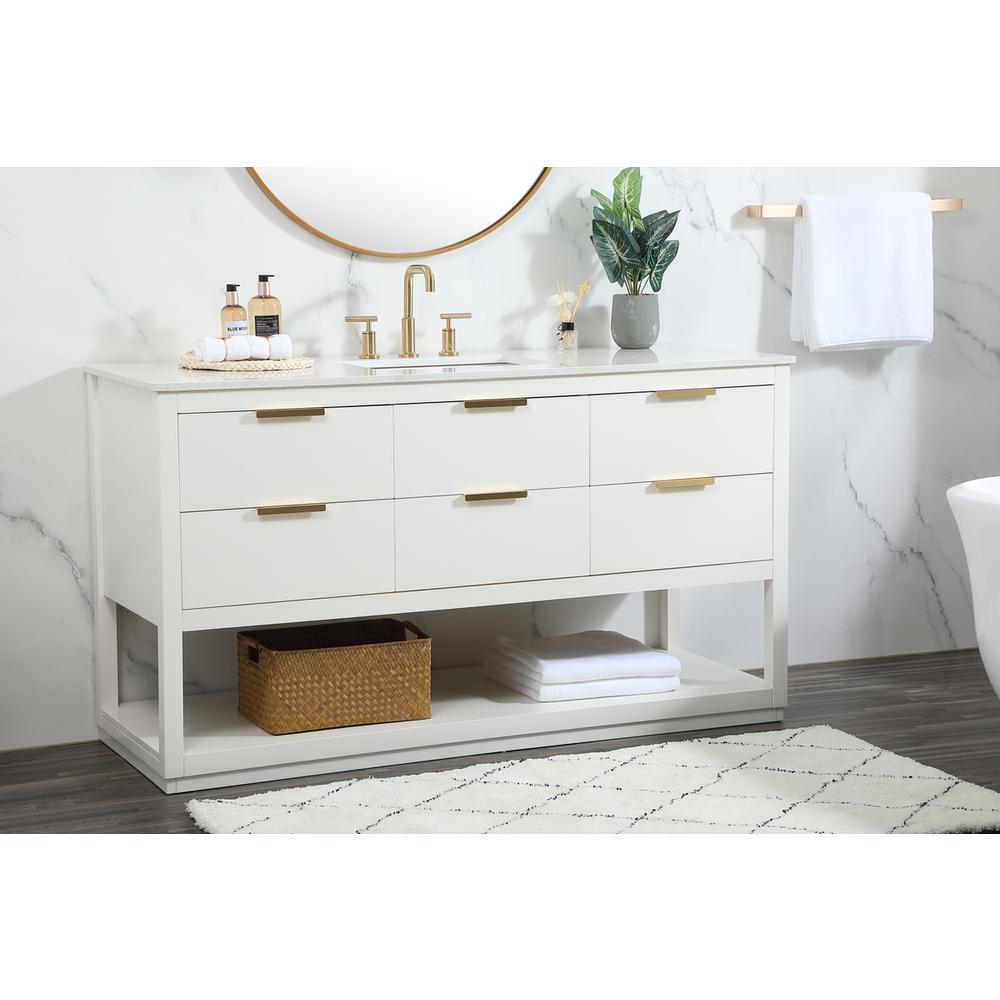 60 inch Single bathroom vanity in white. Picture 2