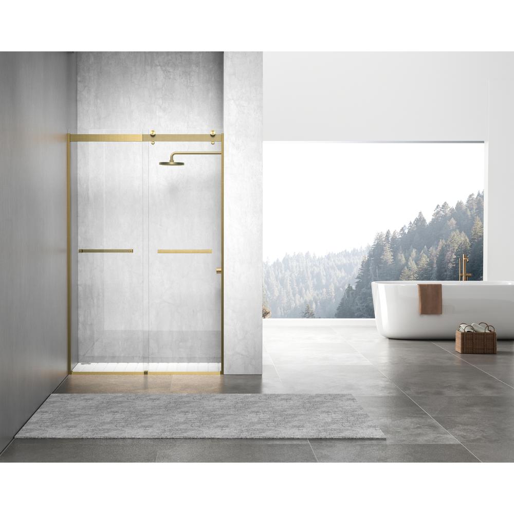 Semi-frameless shower door 48 x 76 Brushed Gold. Picture 1
