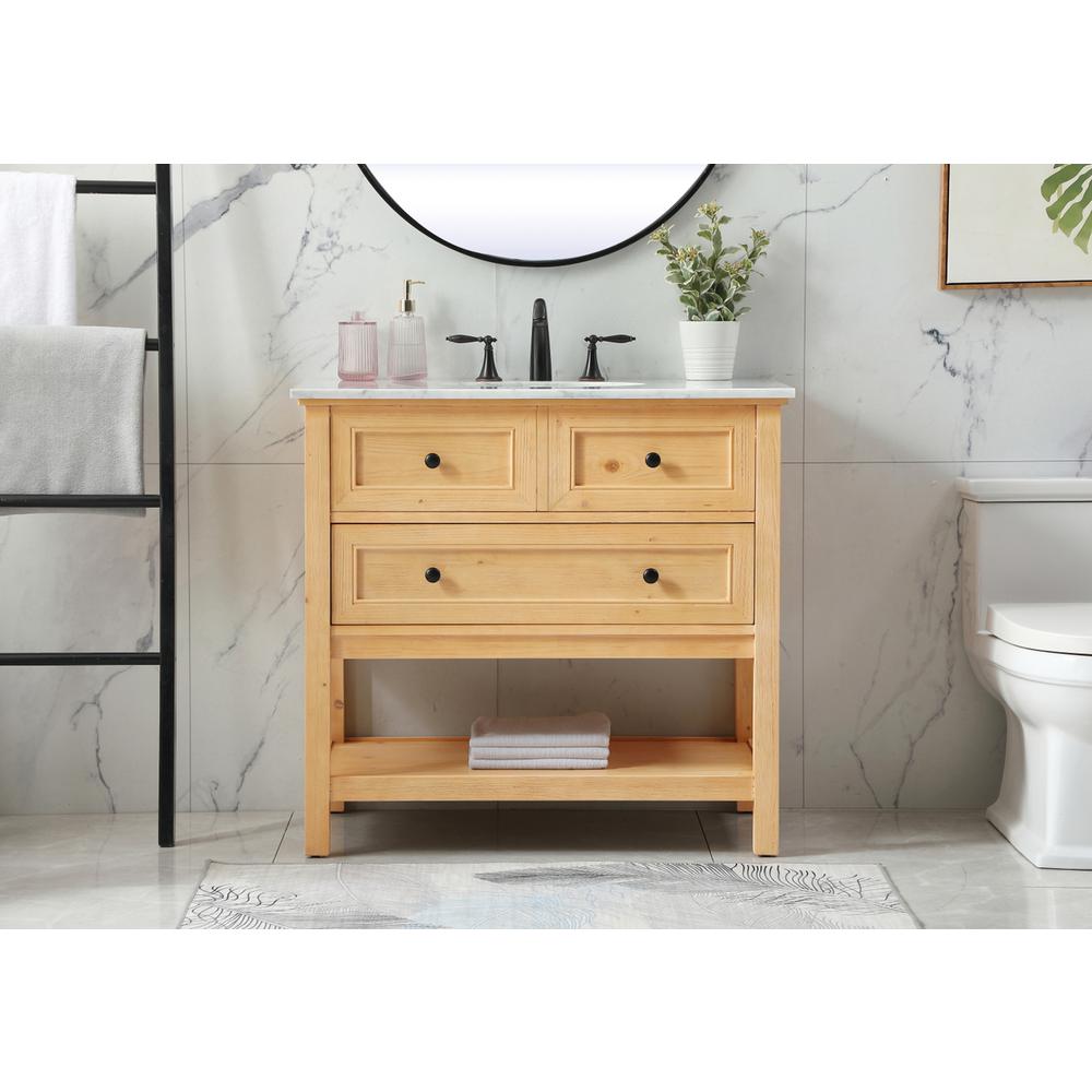 36 inch Single bathroom vanity in natural wood. Picture 14