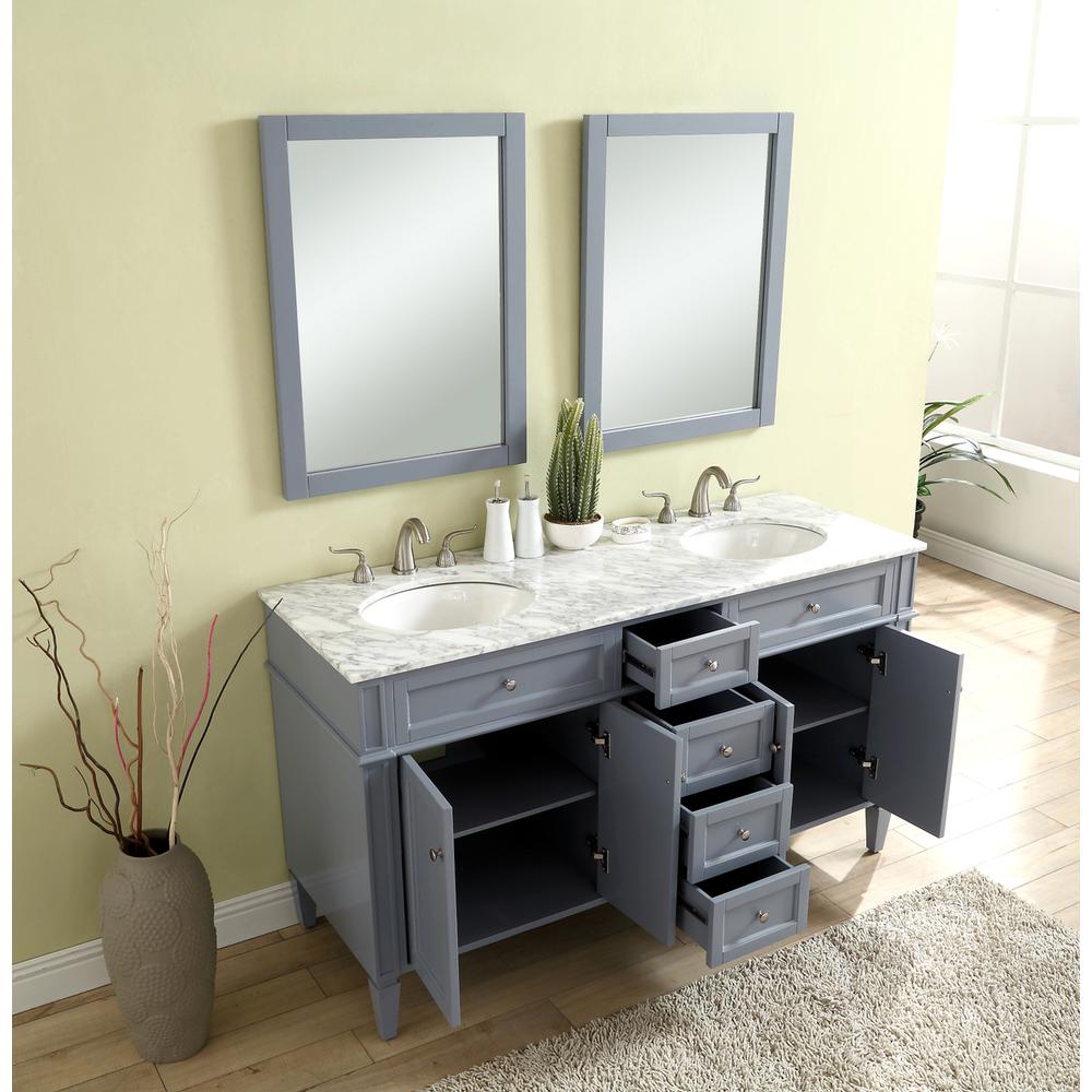60 In. Double Bathroom Vanity Set In Grey. Picture 11