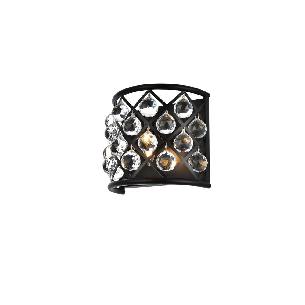 Madison 1 light Matte Black Wall Sconce Clear Royal Cut Crystal. Picture 2