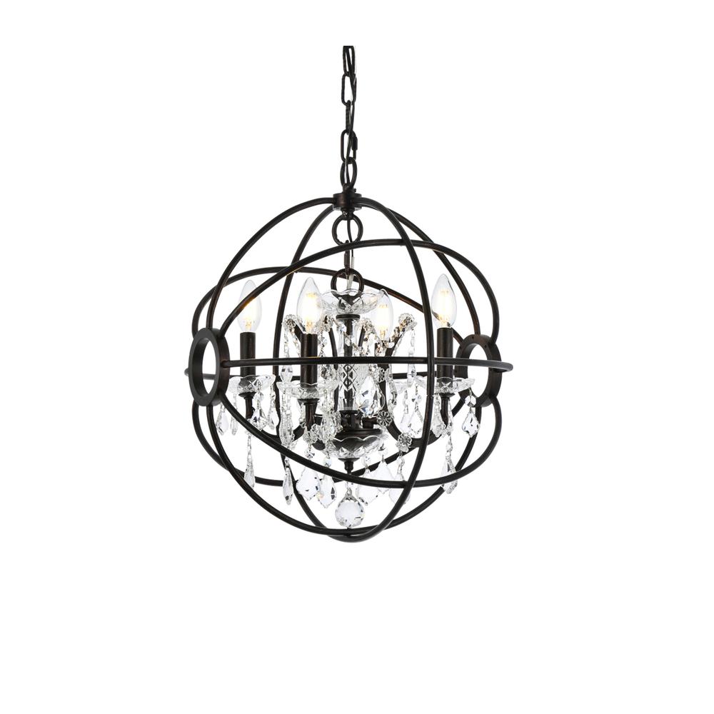 Geneva 4 light Dark Bronze Pendant Clear Royal Cut crystal. Picture 2