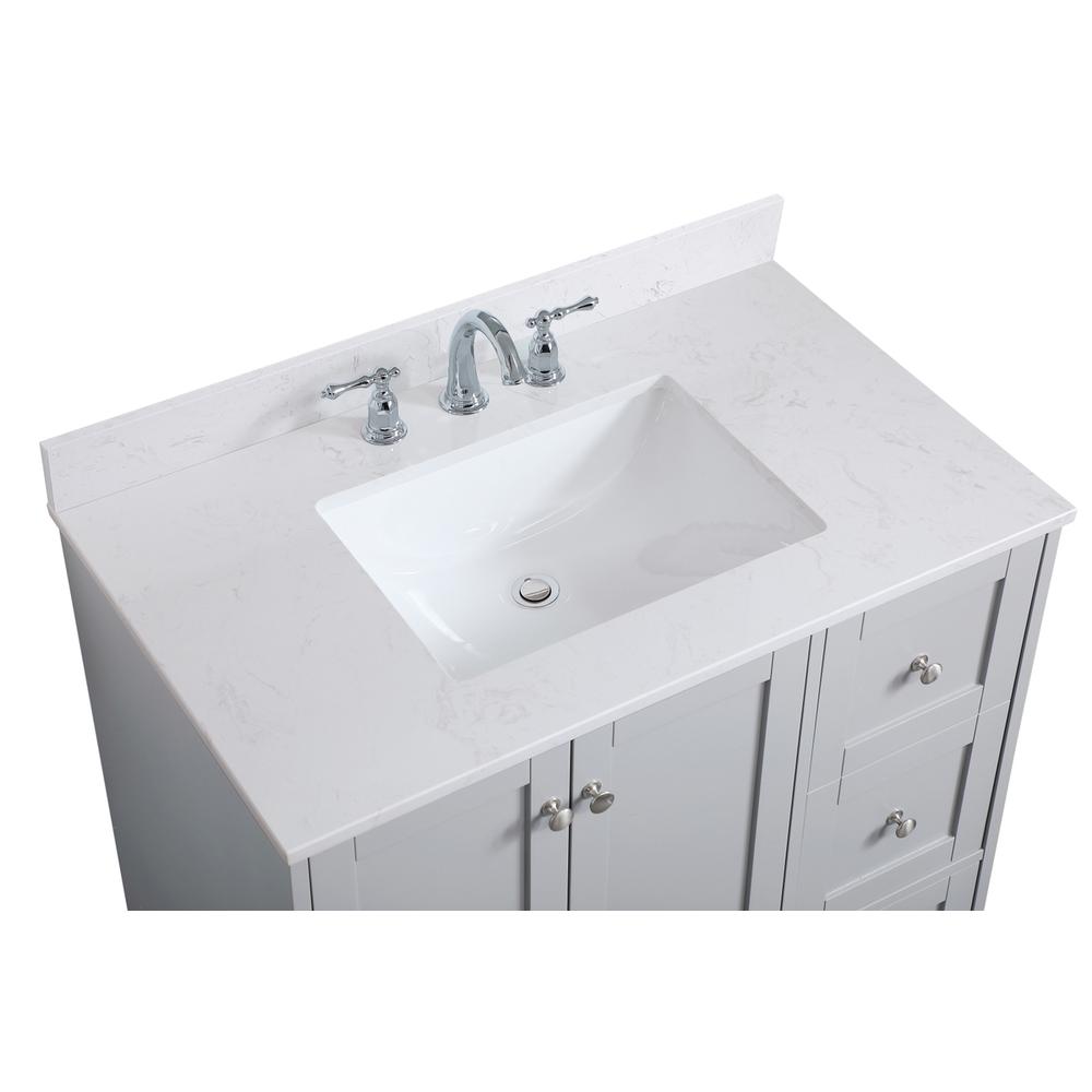 36 inch Single Bathroom Vanity in Grey with Backsplash. Picture 11