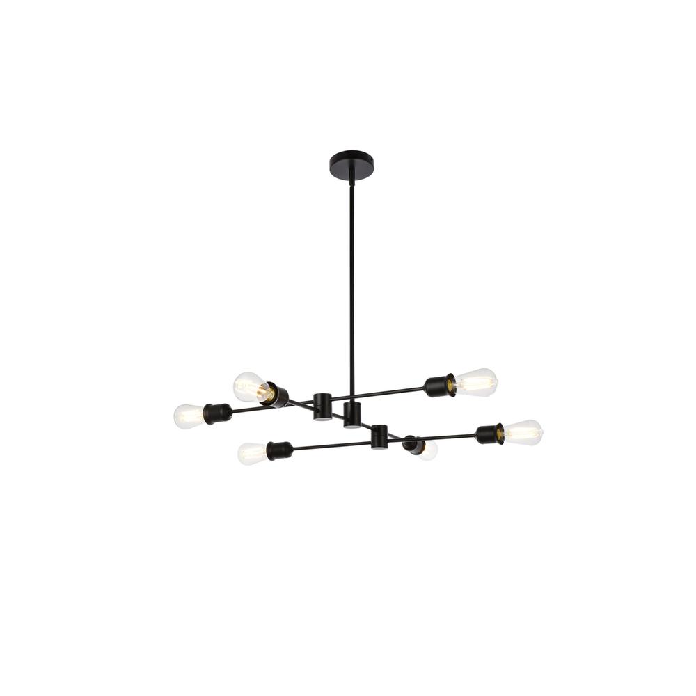 Xavier 6 lights pendant in black. Picture 1