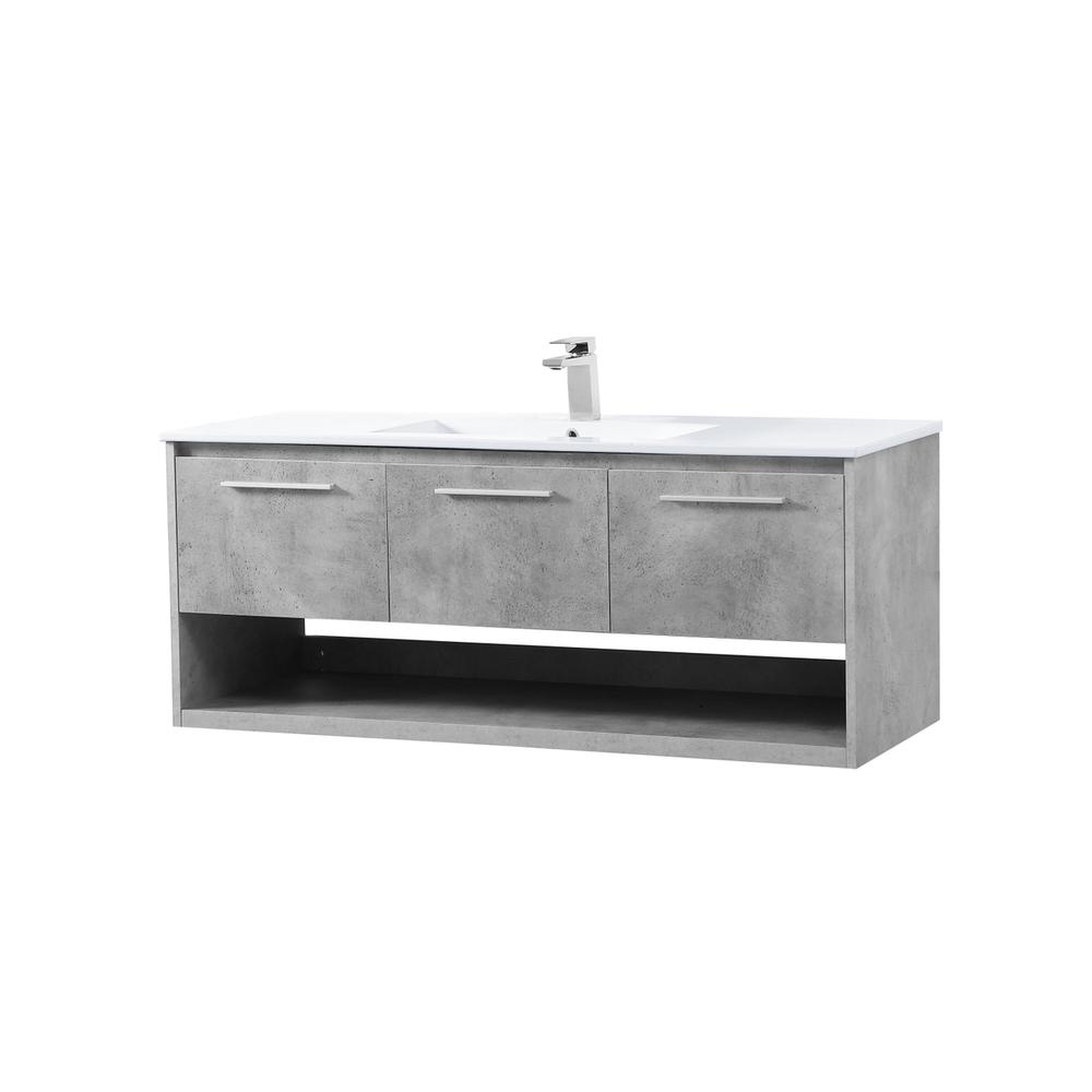 48 inch  Single Bathroom Floating Vanity in Concrete Grey. Picture 6