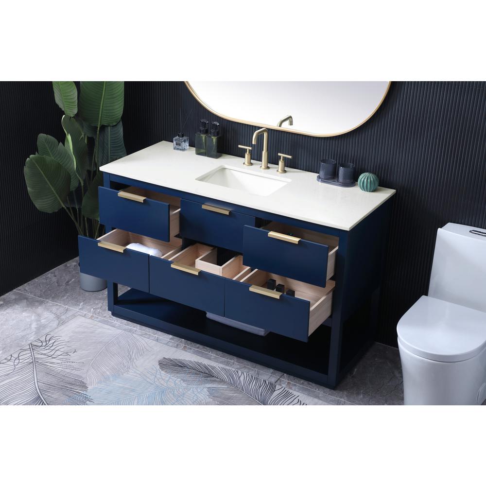 54 Inch SIngle Bathroom Vanity In Blue. Picture 3