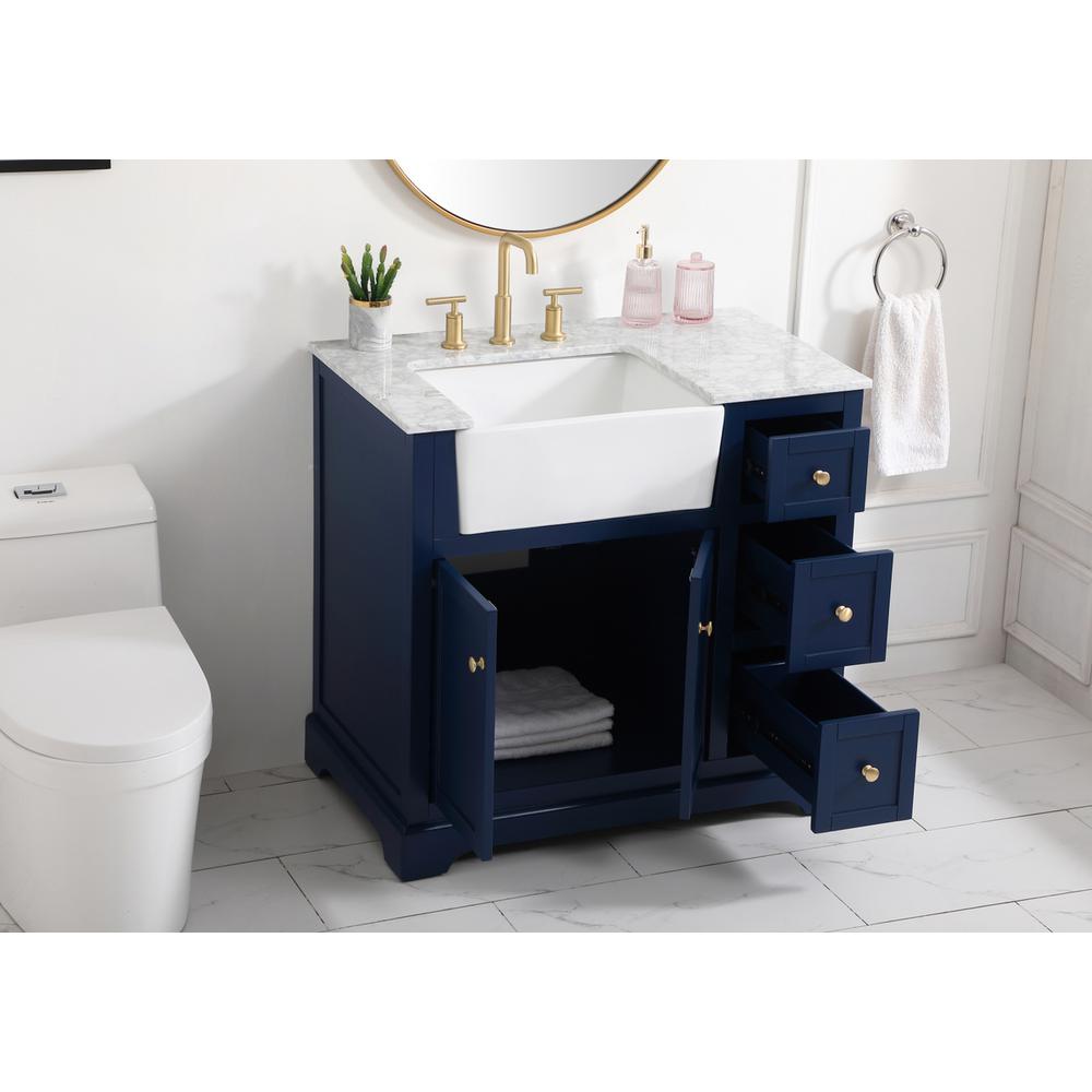 36 inch Single bathroom vanity in blue. Picture 3