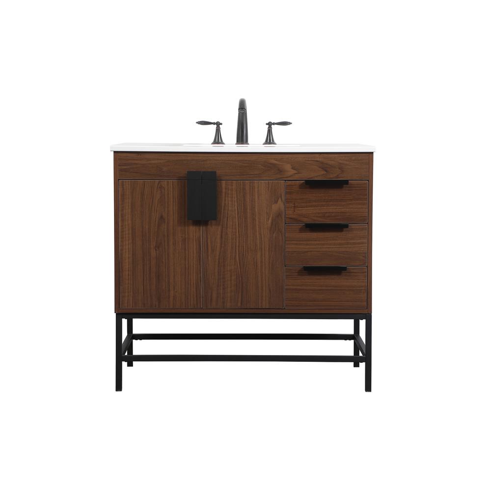 36 inch Single bathroom vanity in walnut. Picture 1