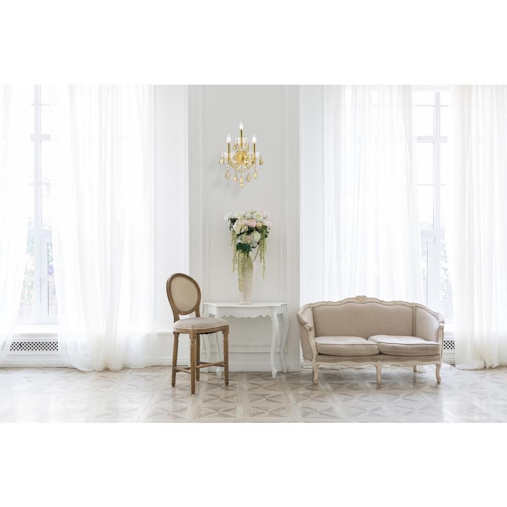 Maria Theresa 3 light Gold Wall Sconce Golden Teak (Smoky) Royal Cut Crystal. Picture 6