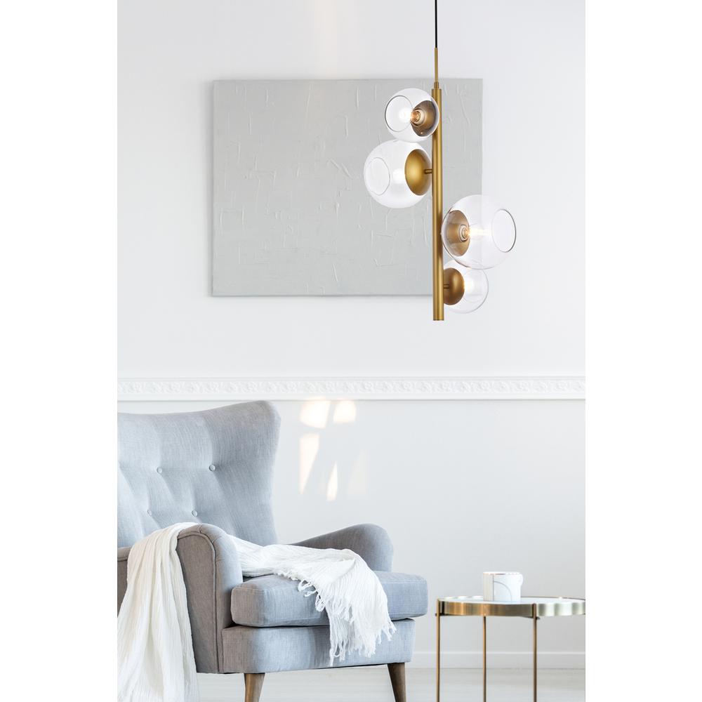 Wells 18 inch pendant in brass with clear shade. Picture 7
