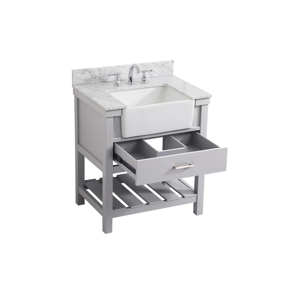 30 inch Single bathroom vanity in grey with backsplash. Picture 9