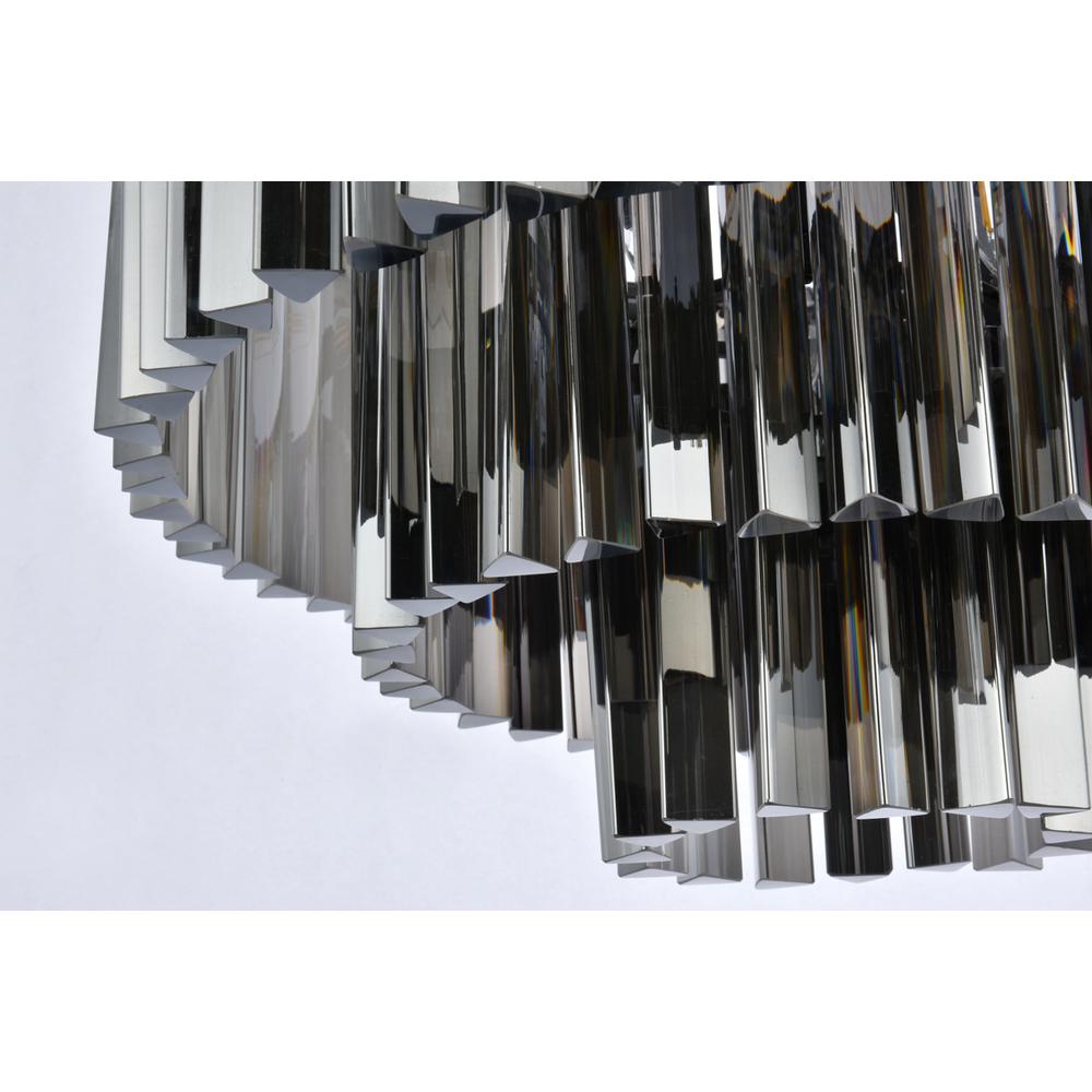 Sydney 9 light Matte Black Chandelier Silver Shade (Grey) Royal Cut Crystal. Picture 3