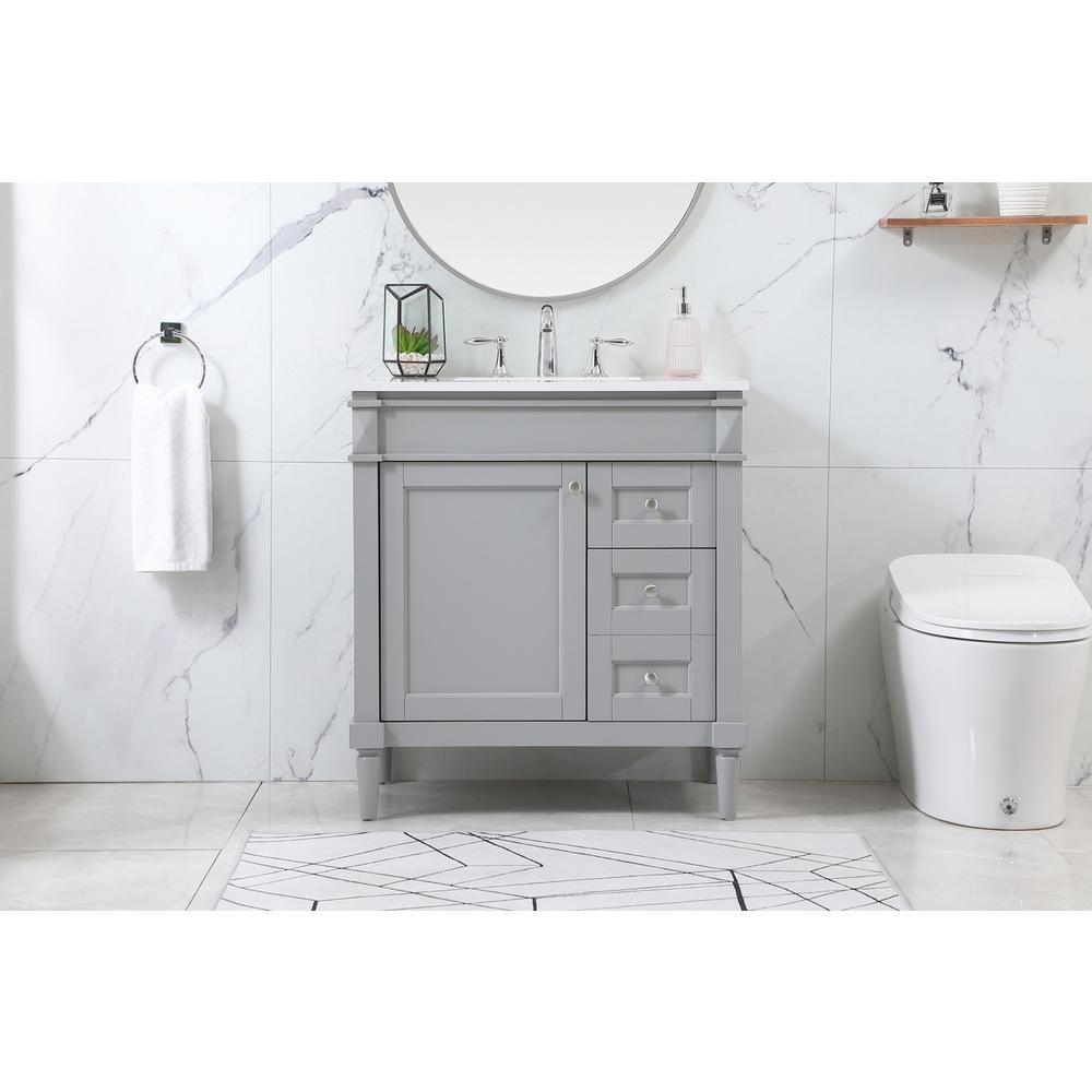 32 inch Single bathroom vanity in grey. Picture 14