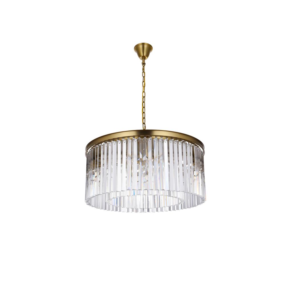 Sydney 31.5 inch round crystal chandelier in satin gold. Picture 6