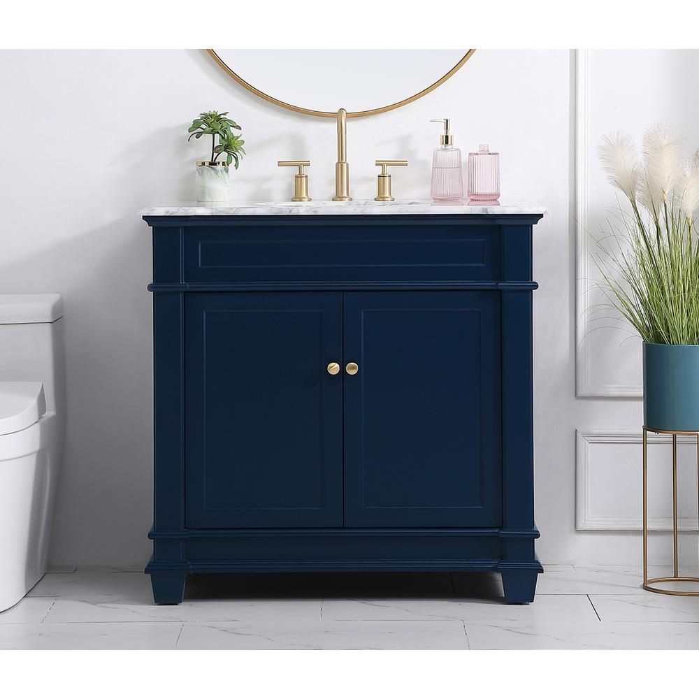 36 inch Single Bathroom Vanity set in Blue. Picture 14