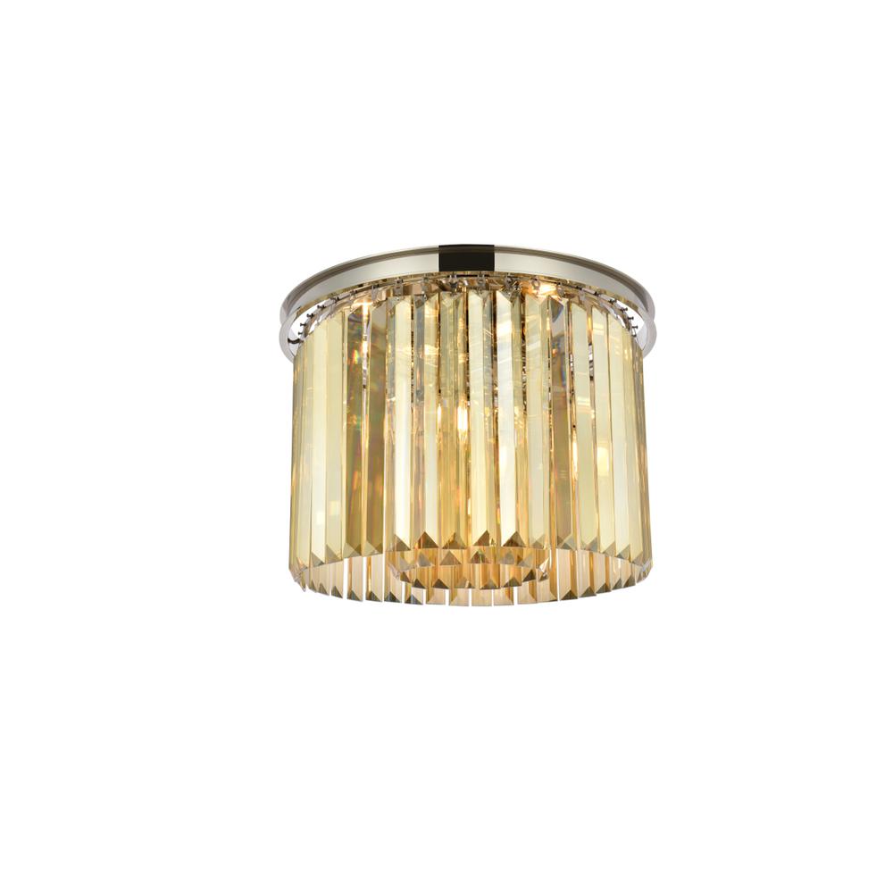 Sydney 6 light polished nickel Flush Mount Golden Teak (Smoky) Royal Cut Crystal. Picture 1