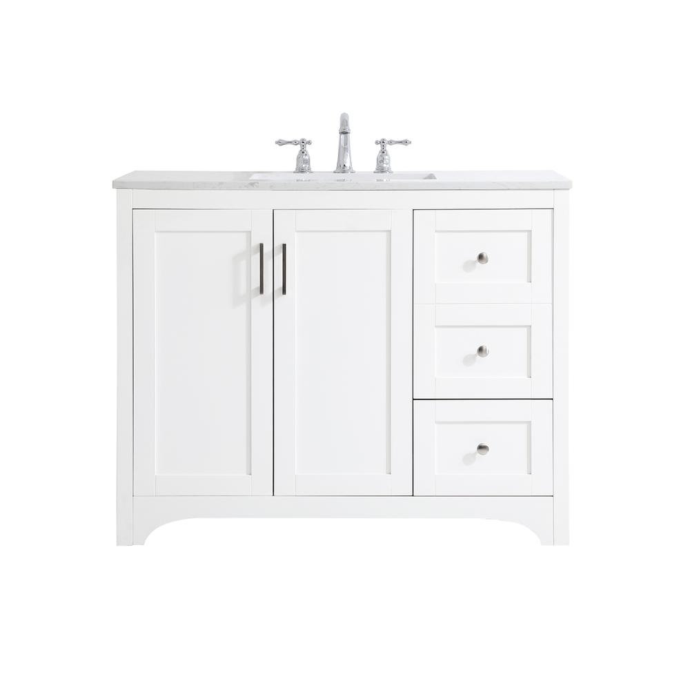 42 inch Single Bathroom Vanity in White. Picture 1
