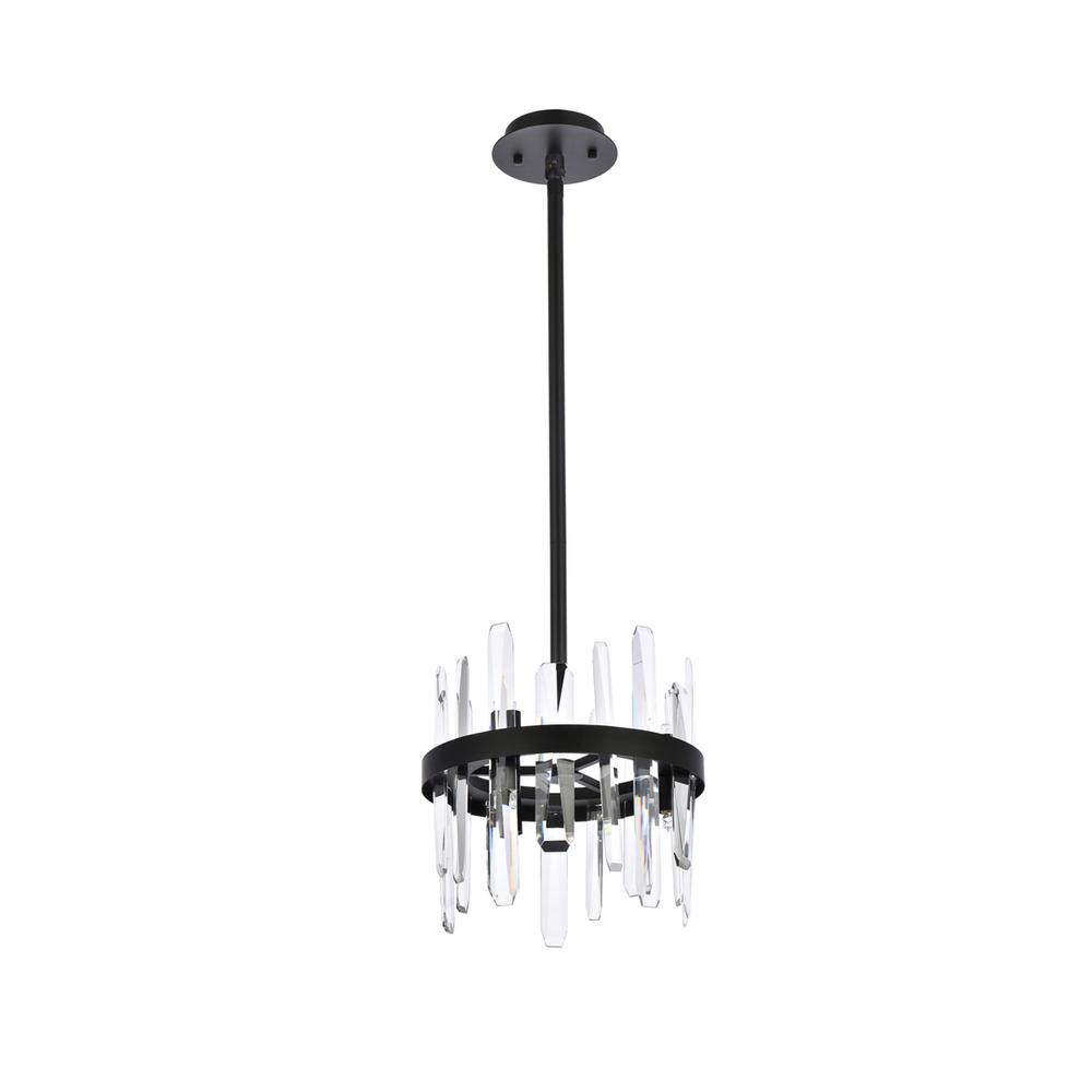 Serena 12 inch crystal round pendant in black. Picture 6