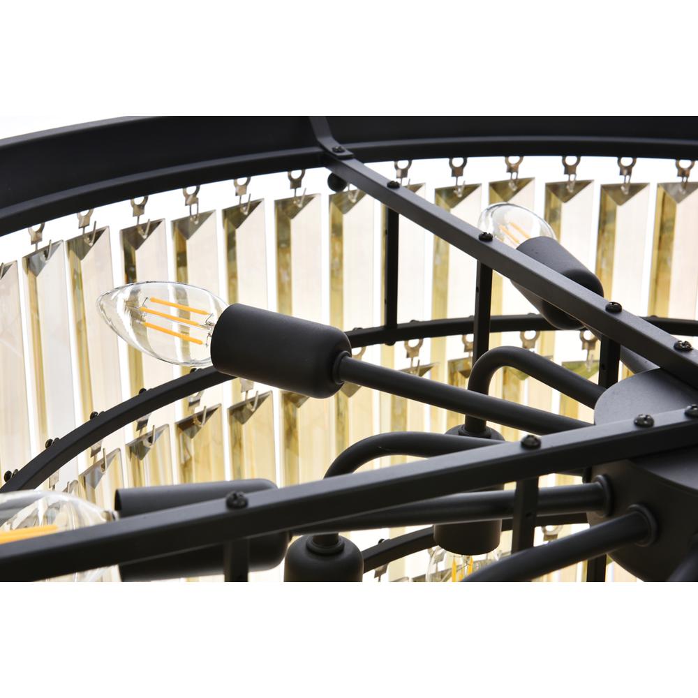 Sydney 17 light Matte Black Chandelier Golden Teak (Smoky) Royal Cut Crystal. Picture 4