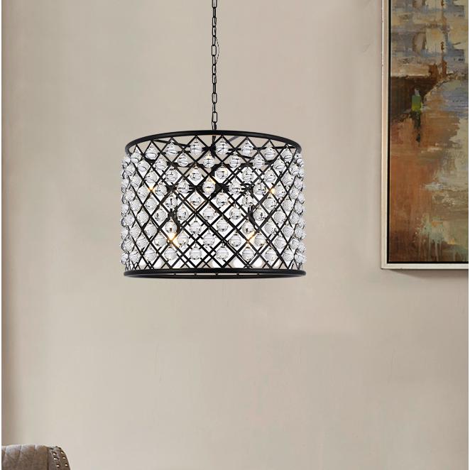 Madison 8 light Matte Black Chandelier Clear Royal Cut Crystal. Picture 7
