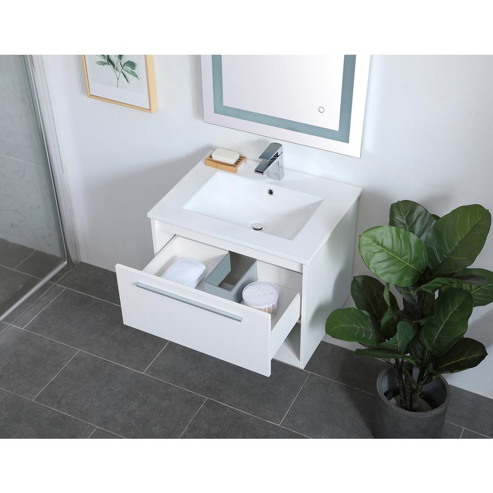 24 inch  Single Bathroom Floating Vanity in White. Picture 3